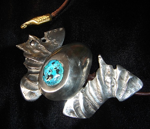 Tour de cou, étain, bronze, turquoise